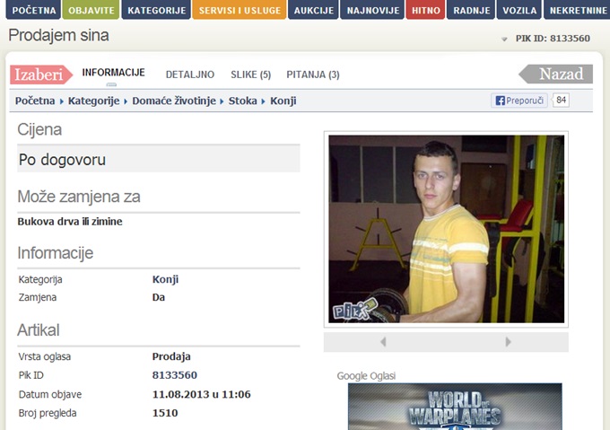 Zvorničanin na PIK-u prodaje sina!