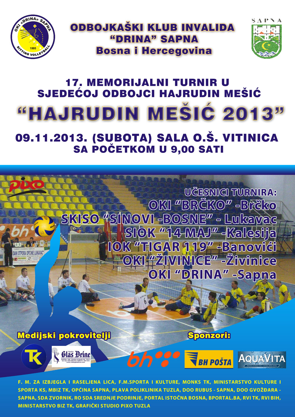 Memorijani turnir „Hajrudin Mešić“ u sjedećoj odbojci 9. novembra u Vitinici